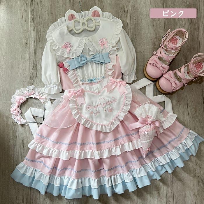 ロリータ ジャンパースカート メイド服 甘ロリ ティアードスカート