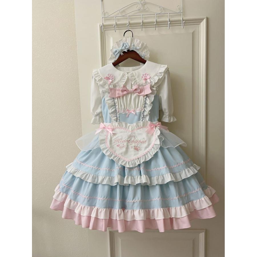 ロリータ ジャンパースカート メイド服 甘ロリ ティアードスカート