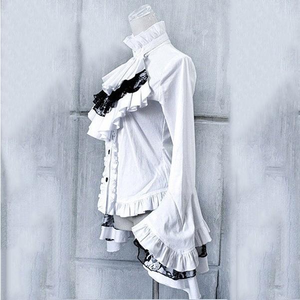 ロリータ ブラウス ゴスロリ シャツ ゴシック 貴族風 白 黒 赤 紺