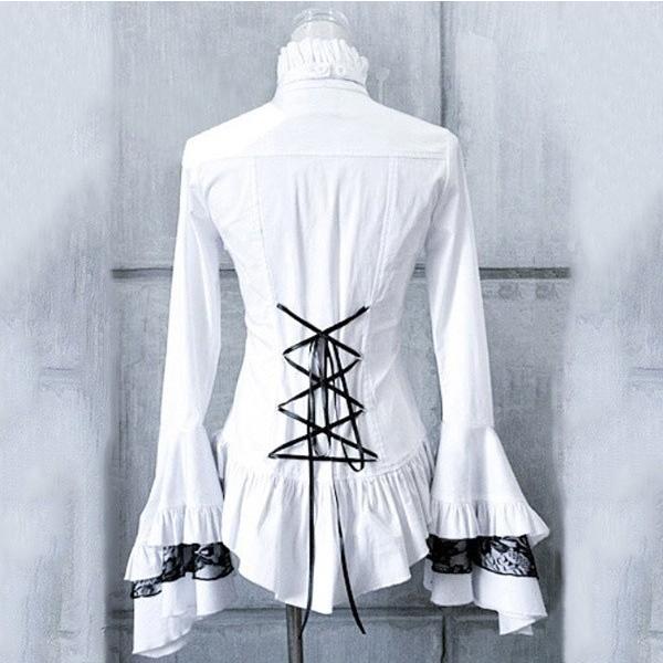 ゴスロリ ロリータ シャツ パンク ゴシック 貴族風 ホワイト ブラック