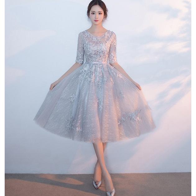 パーティードレス 大きいサイズ ドレス 20代 30代 ミモレ丈ドレス 結婚