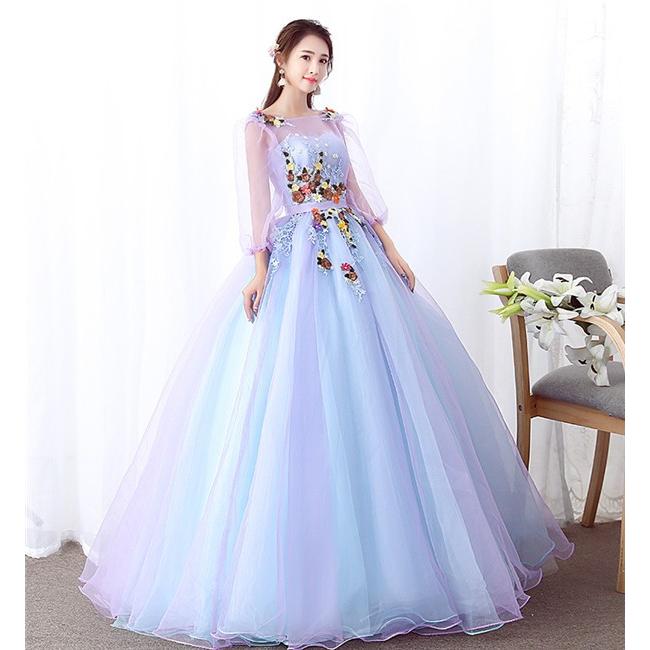 カラードレス ウェディングドレス ロングドレス 演奏会 ピアノ 発表会