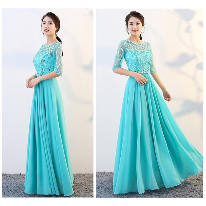 【送料無料】パーティードレス ブライズメイド 二次会 花嫁  結婚式 ホテル カラー 制服 合唱団 コーラス 5分袖 ドレス ワンピース ロングドレス パーティードレス ブライズメイド 花嫁 結婚式 ホテル カラー 制服