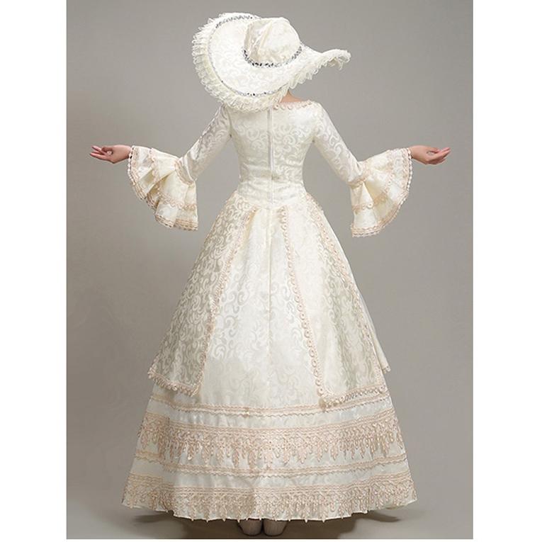 お姫様ドレス ロング貴族ドレス 中世ヨーロッパ スクエアネック 上品