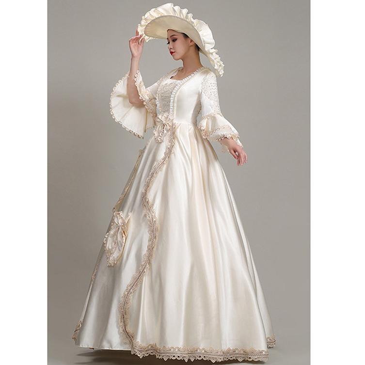 貴族ドレス ロングお姫様ドレス中世ヨーロッパ ステージ 貴婦人 スクエアネック 上品 帽子付き 演奏会 舞台 ゴージャス Aライン 送料無料】貴族ドレス ロングお姫様ドレス中世ヨーロッパ ステージ