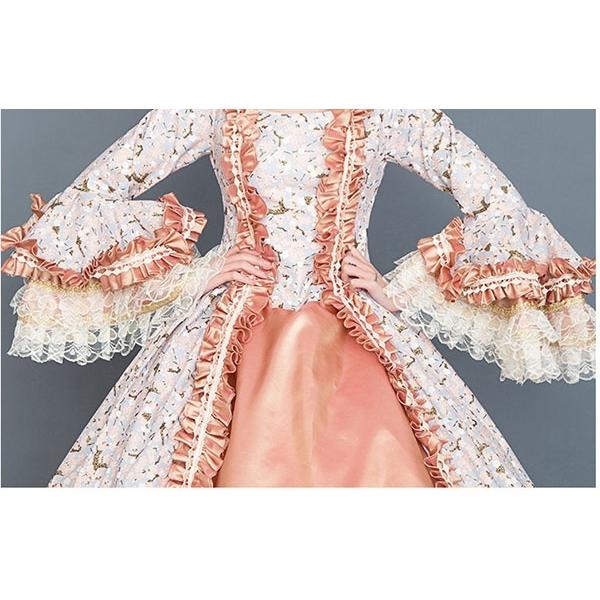 貴族ドレス ロング お姫様 中世ヨーロッパ パフスリーブ 長袖 レース