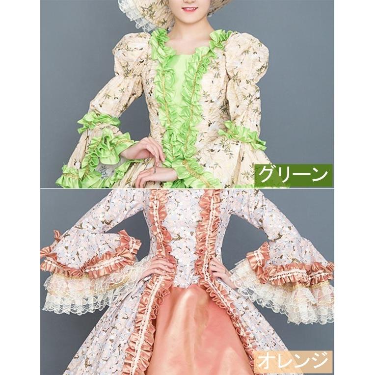 貴族ドレス ロング お姫様 中世ヨーロッパ パフスリーブ 長袖 レース