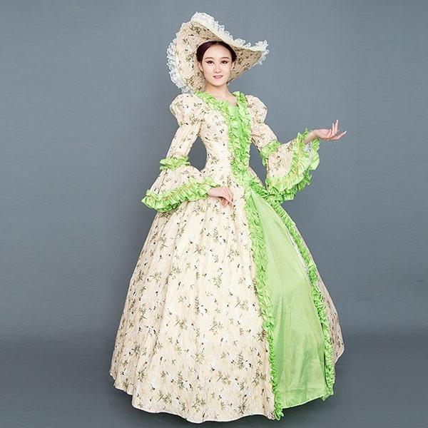 貴族ドレス ロング お姫様 中世ヨーロッパ パフスリーブ 長袖