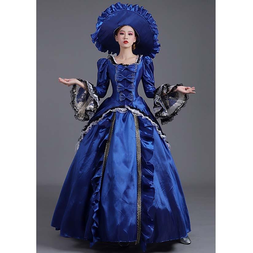 ロング 貴族ドレス お姫様ドレス 中世ヨーロッパ パフスリーブ 長袖