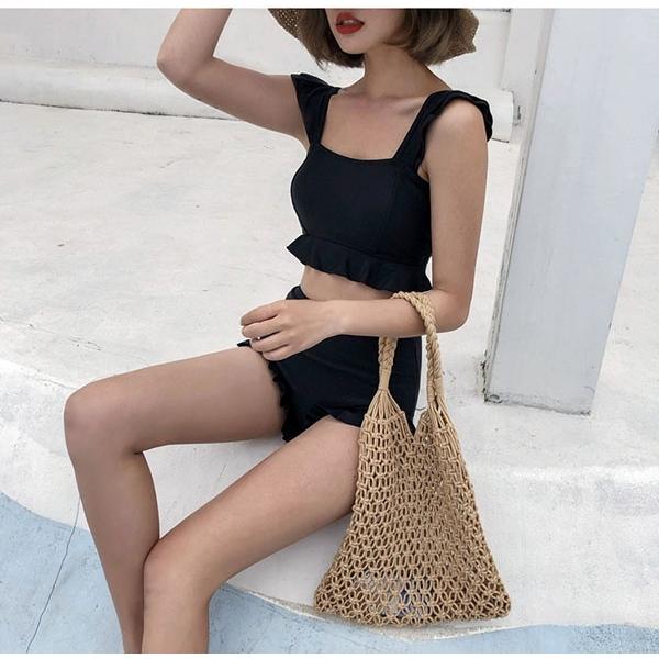 水着 体型カバー セパレート ビキニ ハイウエスト ブラック バック