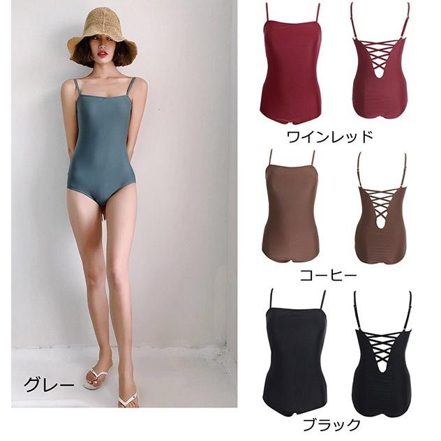 水着 体型カバー ワンピース バックシャン レディース 温泉 かわいい