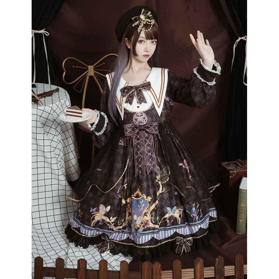 ロリータ ワンピース ゴスロリ Aライン 宮廷ドレス リボン Lolita
