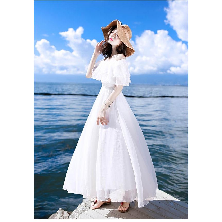 高価値 2way 大人可愛い 夏ワンピース オフショルダー ワンピース 白ワンピース ミモレ丈 フリル 夏ワンピ Aライン レディース 旅行 デート Whitesforracialequity Org