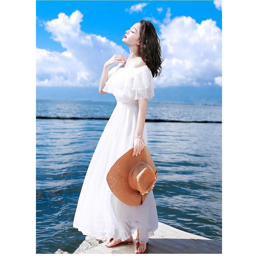 高価値 2way 大人可愛い 夏ワンピース オフショルダー ワンピース 白ワンピース ミモレ丈 フリル 夏ワンピ Aライン レディース 旅行 デート Whitesforracialequity Org