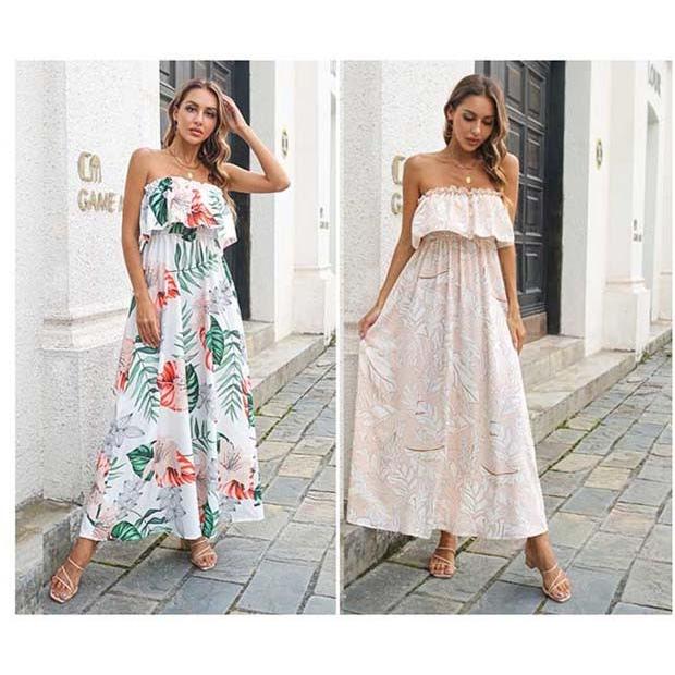 リゾートワンピ フリル 花柄 沖縄 夏 おしゃれ 大人可愛い ワンピ