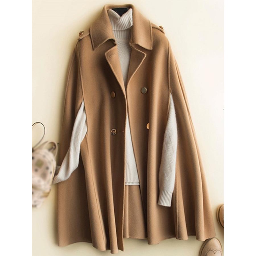 ケープ コート マントコート ミディアム丈 ポンチョ アウター キャメル