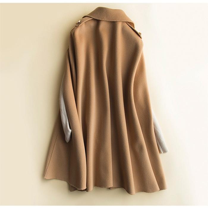 ケープ コート マントコート ミディアム丈 ポンチョ アウター キャメル