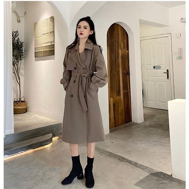 トレンド ラペル ベルト付き スプリングコート コート トレンチコート