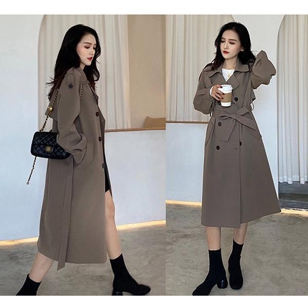 トレンド ラペル ベルト付き スプリングコート コート トレンチコート