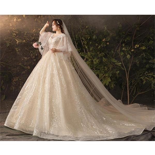 安い ウェディングドレス 花嫁 大きいサイズ 袖あり フレア袖 体型カバー 結婚式 二次会 ドレス 発表会 パーティー 編み上げタイプ ロングドレス 大注目 Www Ladislexia Net