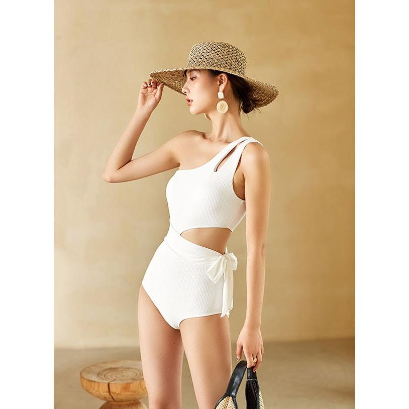 ワンショルダー 水着 カットアウト ハイレグ レオタード水着