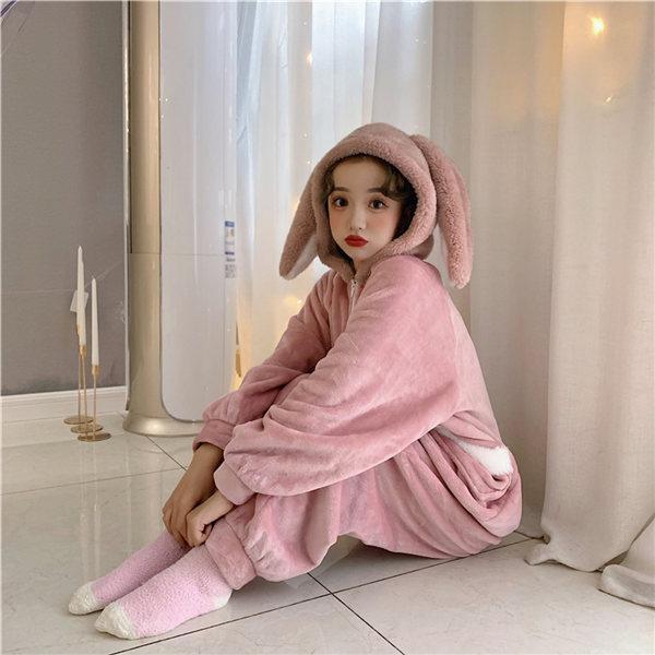 パジャマ 部屋着 兎耳 もこもこ 連体服 冬 モコモコ 部屋着 部屋着 パジャマ 冬