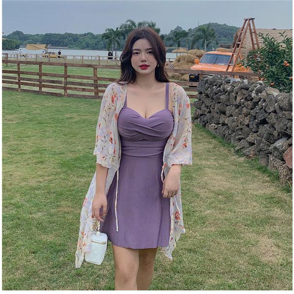 ワンピース水着 体型カバー スモック付 水着 レディース 大きいサイズ