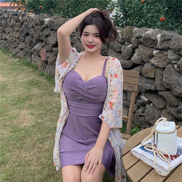 ワンピース水着 体型カバー スモック付 水着 レディース 大きいサイズ