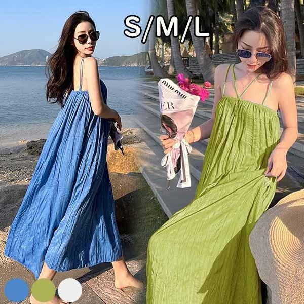 ワンピース リゾートワンピ 背中 開き ハワイ レディース 水色 緑 白 リゾートワンピース 夏ワンピ 体型カバー マキシワンピース Dg287t2 マンテンショップ 通販 Yahoo ショッピング