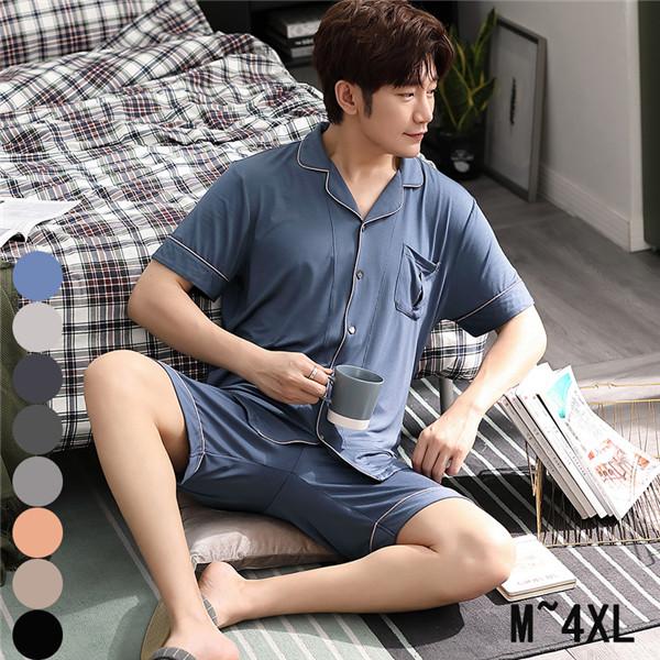 おすすめ パジャマ メンズ 半袖 夏用 上下セット 前開き ナイトウエア ルームウエア パンツ 部屋着 韓国風 大きいサイズ 寝間着