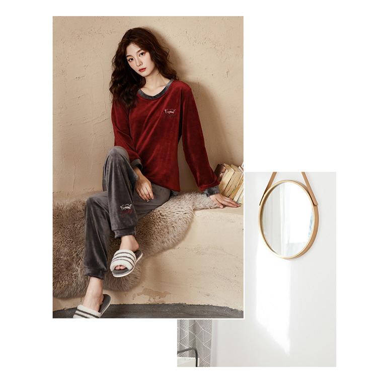 もこもこ パジャマ ワインレッド レディース 部屋着 かわいい 癒し感