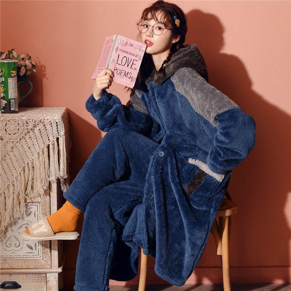 ナイトガウン メンズ ルームウェア ペアパジャマ 冬 長袖 寝巻き