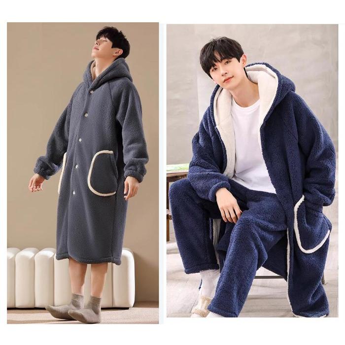 L~4L 着る毛布 メンズ ロング ナイトガウン ルームウェア もこもこ