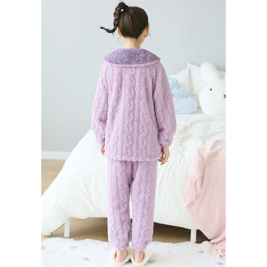 ルームウェア キッズパジャマ 冬 長袖 上下セット もこもこ 子供