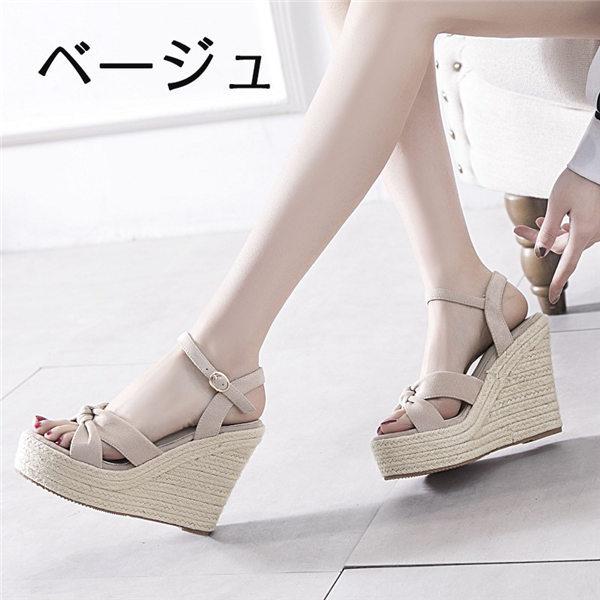 サンダル かかと有り 厚底 ウェッジソール ヒール12 ハイヒール