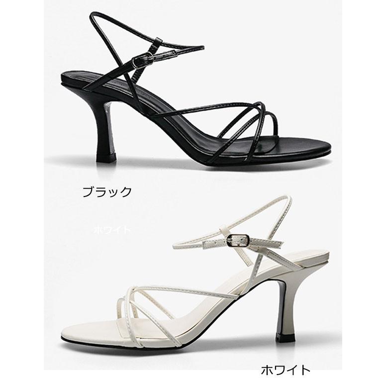 華奢ストラップサンダル ピンヒール ヒール サンダル レディース かかと あり ヒールサンダル アンクルストラップ 夏 ベルト 靴 女性 大人 美脚 シューズ ブラック オフホワイト di153x0x0jc 華奢ストラップサンダル ローヒール サンダル 黒 白 レディース ヒール