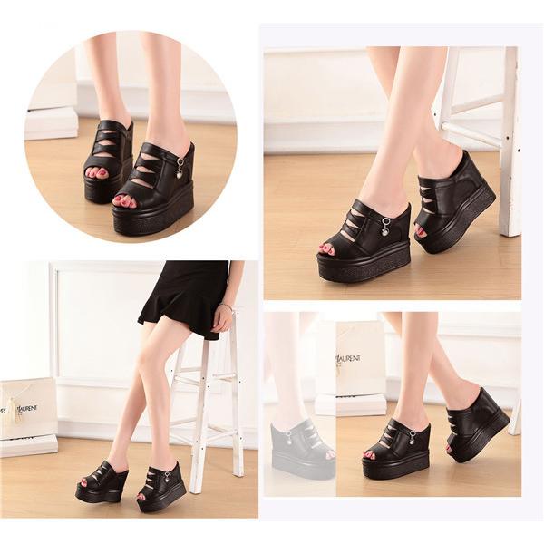 厚底 サンダル レディース 厚底靴 ウェッジソール ヒール13cm 14cm 白