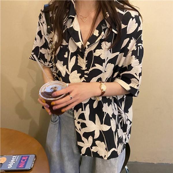 アロハシャツ レディース 夏物 リゾート シンプルデザイン
