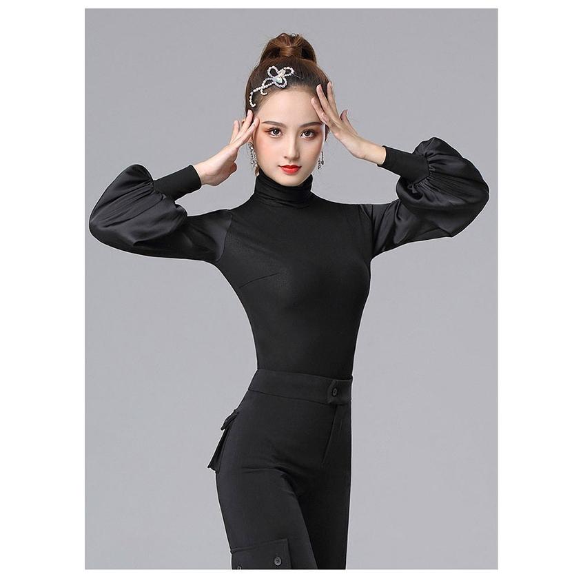 社交ダンス レッスンウェア 黒 長袖 社交ダンス トップス 女性 ダンスウェア レッスンウェア 上着 長袖