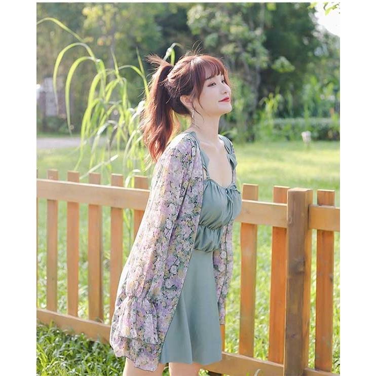 ワンピース水着 オールインワン ぽっちゃり水着 水着 体型カバー 花柄