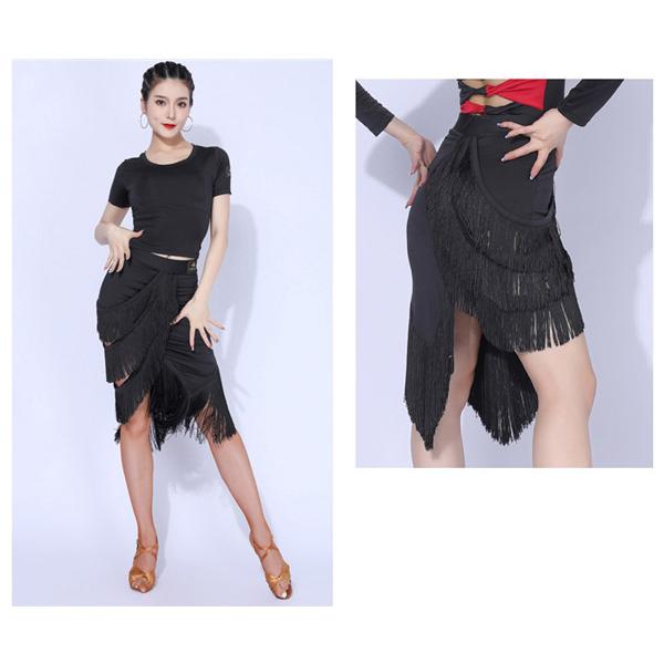 社交ダンス トップス 女性 衣装 半袖 長袖 黒 ワインレッド 上着 競技