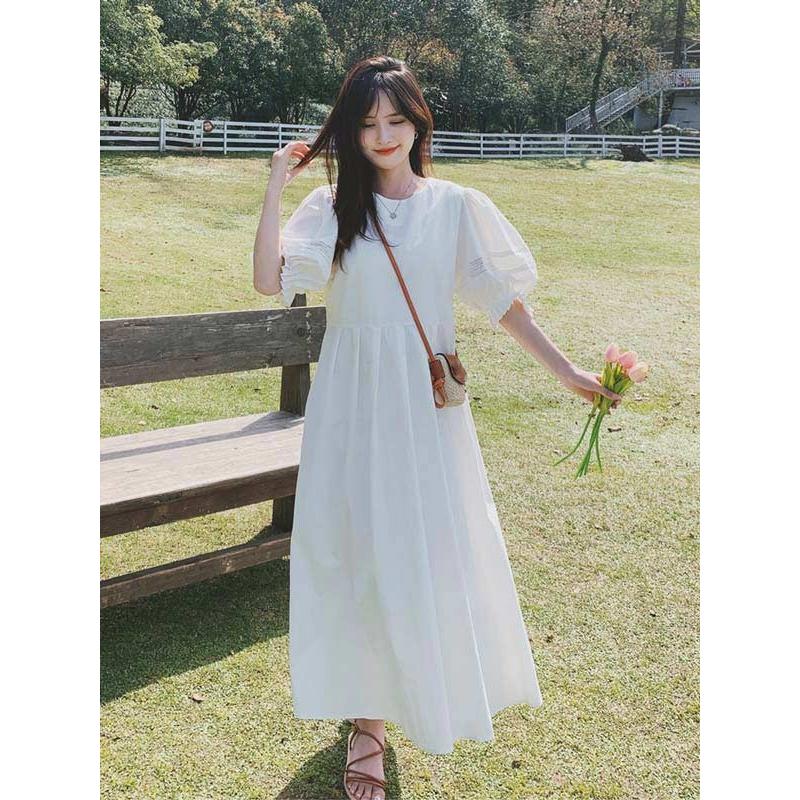 ワンピース 夏ワンピ ロング レディース 袖あり 無地 おしゃれ