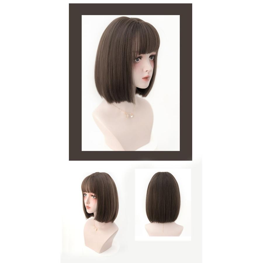 ウィッグ フルウィッグ ブラウン ボブウィッグ ボブヘアー ショートボブ ナチュラル ぱっつん前髪 茶髪 ショートコスプレ 可愛い 前髪あり Dp077n1 マンテンショップ 通販 Yahoo ショッピング