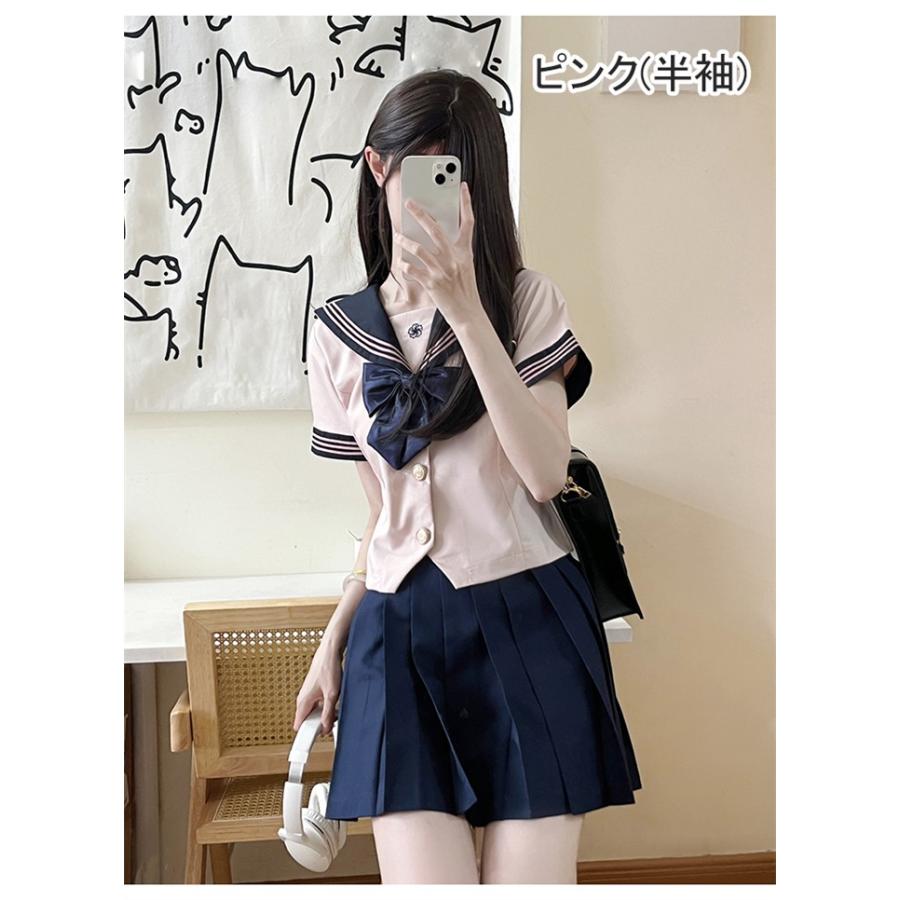 セーラー服 制服 上下セット プリーツスカート 半袖 長袖 ベージュ 
