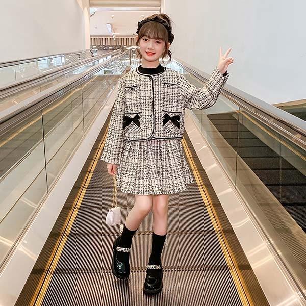 入園入学準備グッズ♡3点セット♡韓国風リボン柄✖️ベージュ♡ セットアップ 子供服 入学式 女の子 卒園式 キッズ 韓国 リボン
