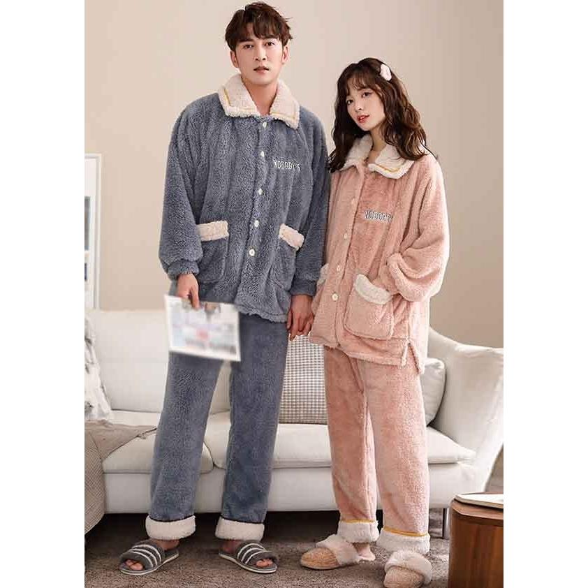 ペアパジャマ 冬 もこもこ ペア 部屋着 ポケット付き パジャマ ルーム