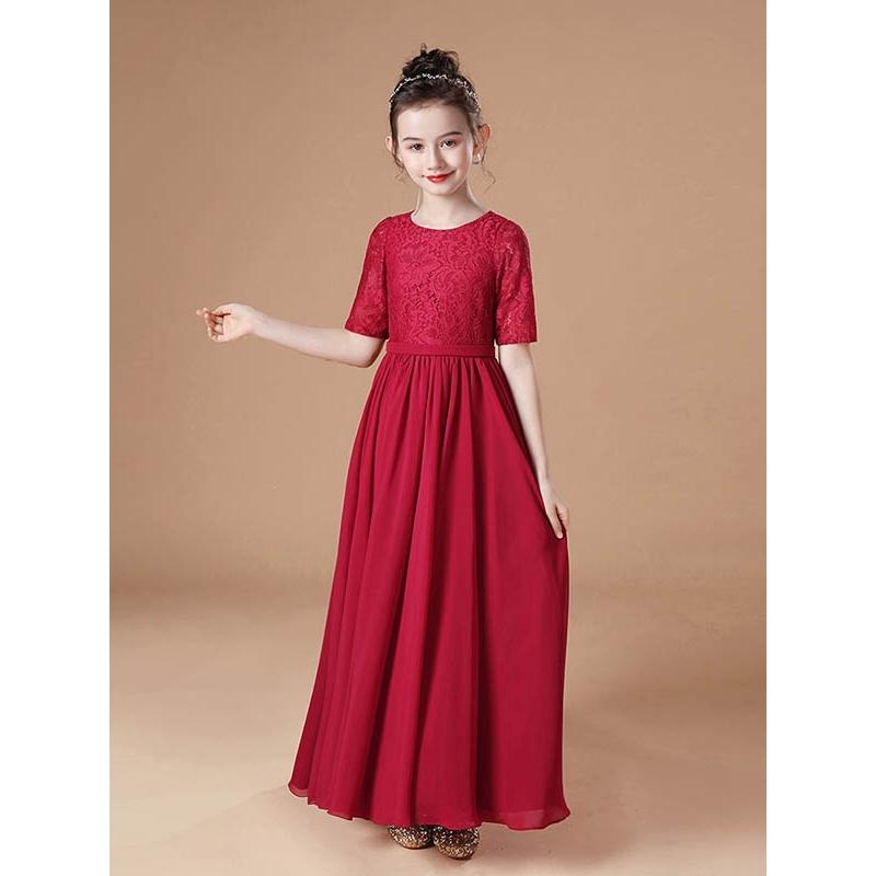 ピアノ発表会 ドレス ロング丈 ファスナー 子供ドレス ワンピース