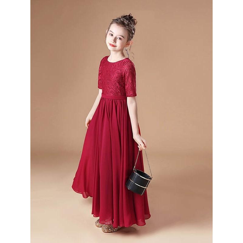 ピアノ発表会 ドレス ロング丈 ファスナー 子供ドレス ワンピース