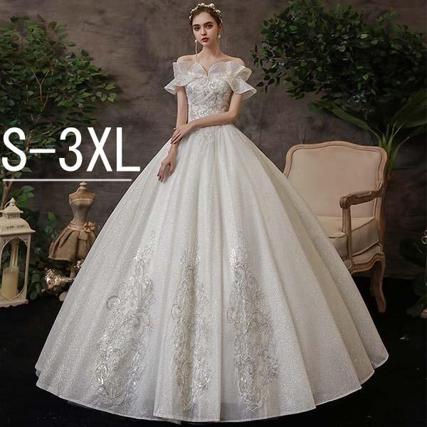 でおすすめアイテム ウェディングドレス 花嫁ドレス オフショルダー 編み上げタイプ プリンセスドレス 披露宴 撮影 ウェディングの二次会 披露宴や演奏会にもどうぞ Aライン サイズ L Dron Ma