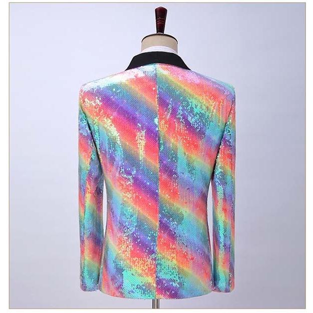 ジャケット（単品） ステージ衣装 演出服 スパンコール 虹柄 キラキラ